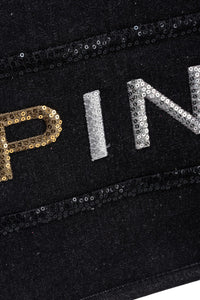 Pinko shopper denim ricamo logo black