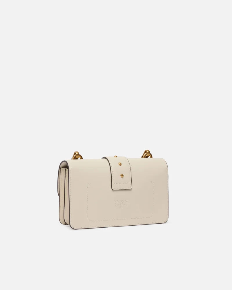 Pinko LOVE ONE MINI ST. CL VITELLO S BIANCO SETA-ANTIQUE GOLD
