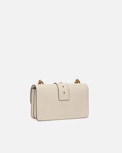 Pinko LOVE ONE MINI ST. CL VITELLO S BIANCO SETA-ANTIQUE GOLD