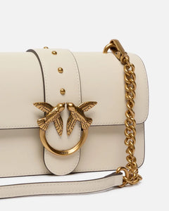 Pinko LOVE ONE MINI ST. CL VITELLO S BIANCO SETA-ANTIQUE GOLD
