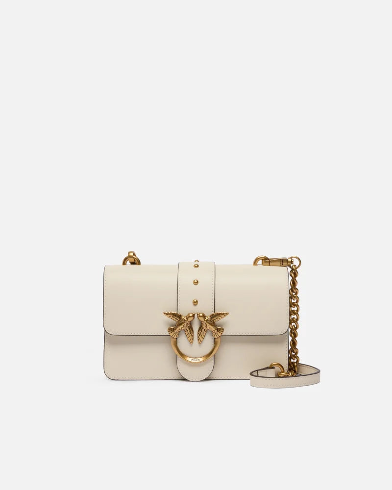 Pinko LOVE ONE MINI ST. CL VITELLO S BIANCO SETA-ANTIQUE GOLD