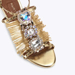 Afbeelding in Gallery-weergave laden, Kurt Geiger Jewel Fringe Sandal Gold Leather Other Print
