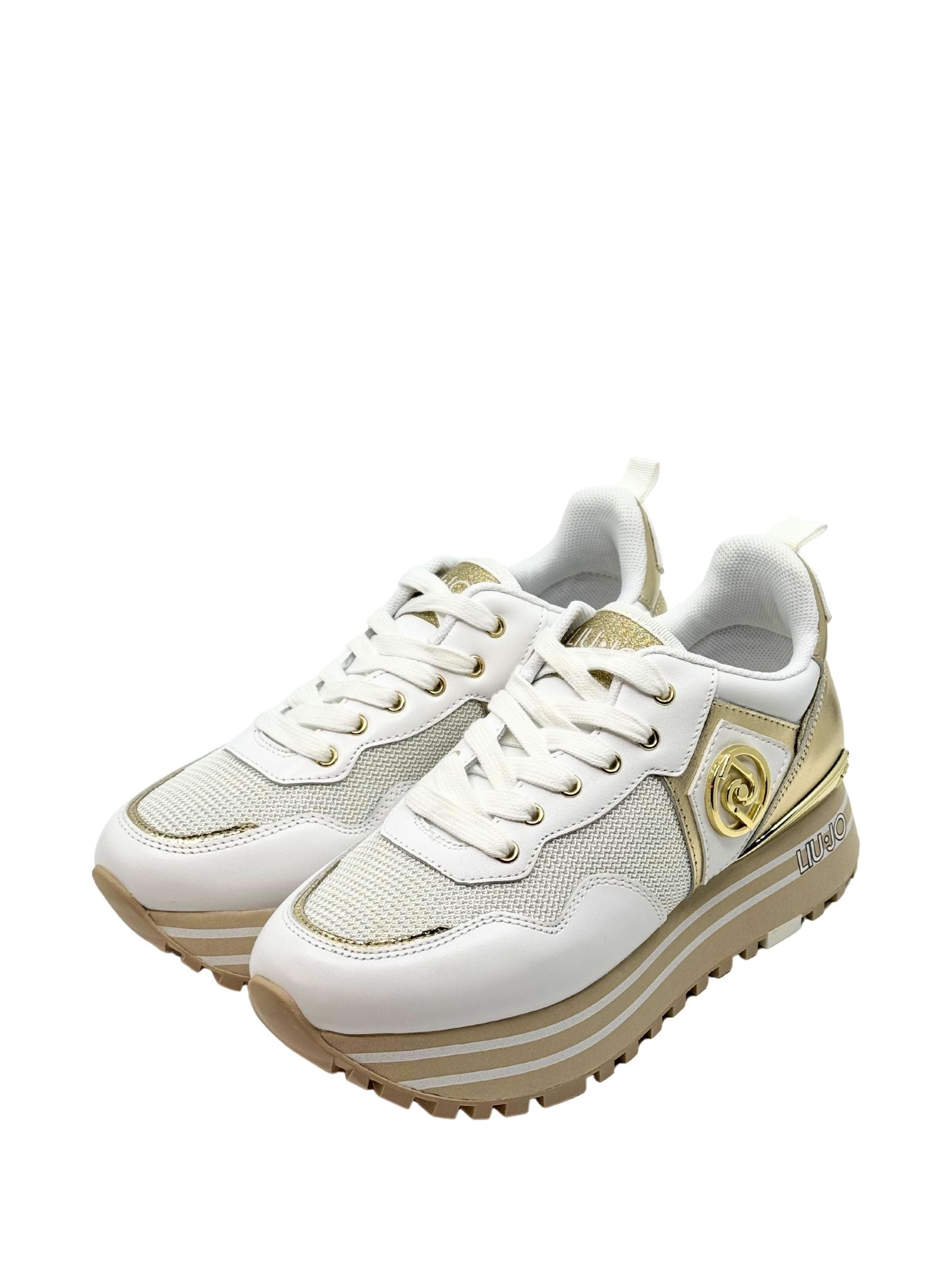 LIU JO MAXI WONDER 100 - SNEAKER CALF LEATHER/MESH WHITE