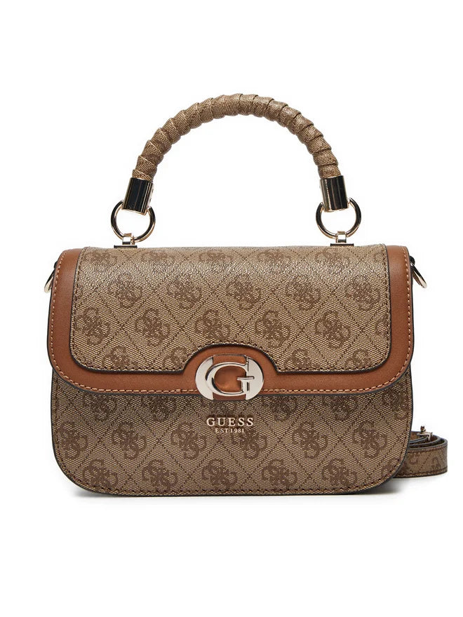 Guess ORLINA LOGO TOP HANDLE FLAP LATTE LOGO/BROWN