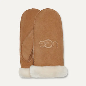 UGG  sheepskin embroided mitten chestnut