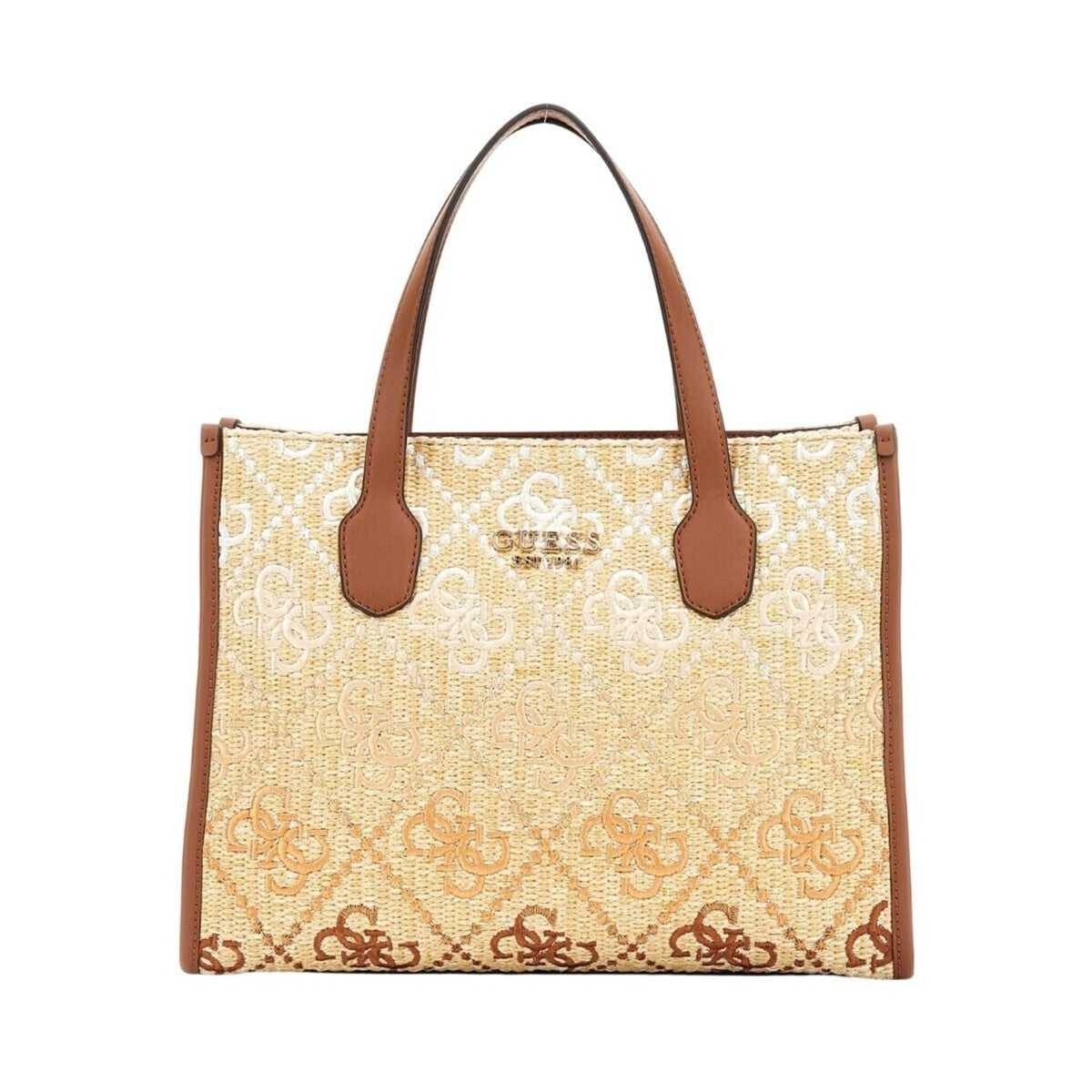 Guess  SILVANA 2 COMP TOTE COGNAC LOGO