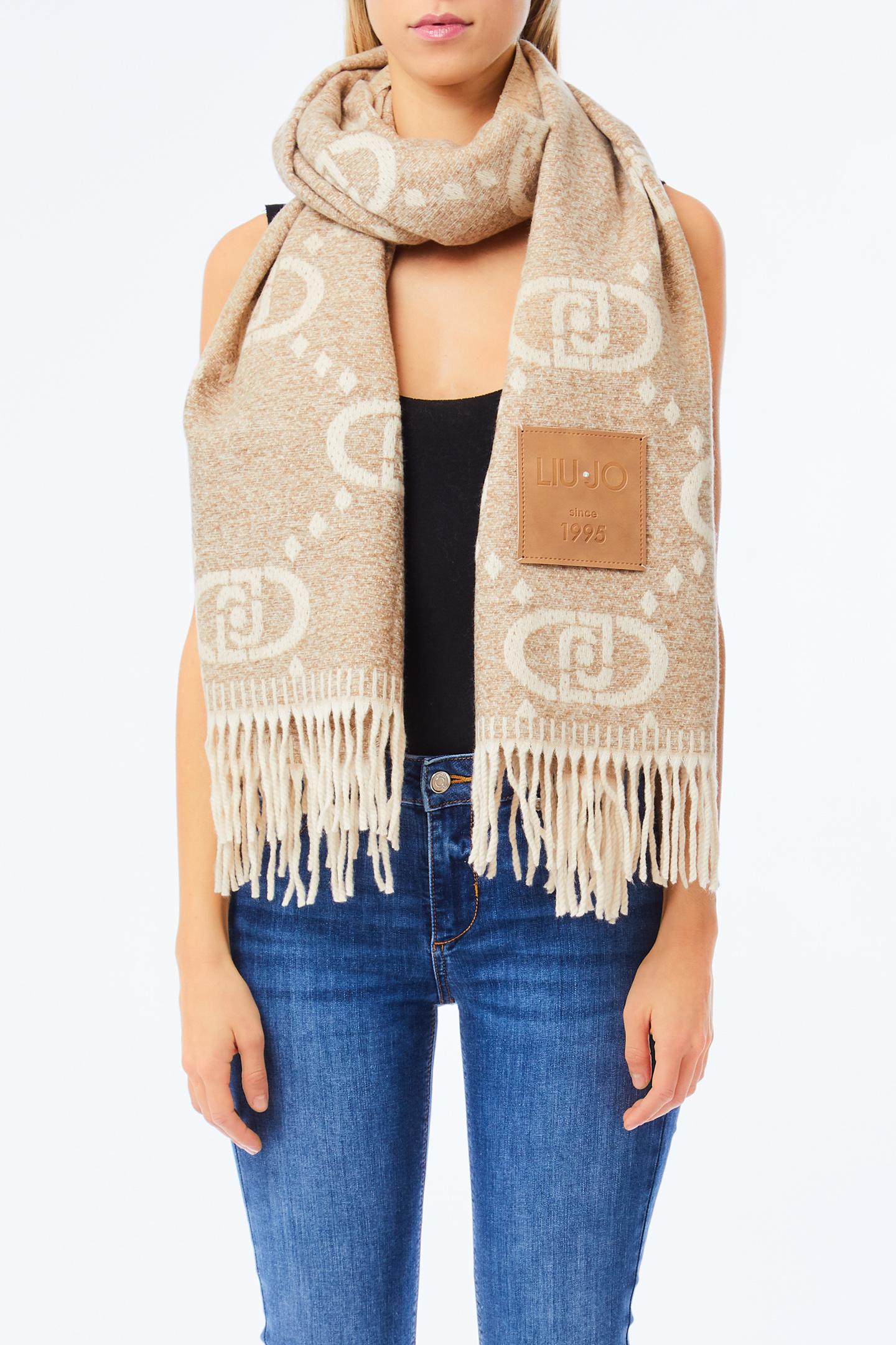 LIU JO LOGO - SCARF/SHAWL   OAT MILK