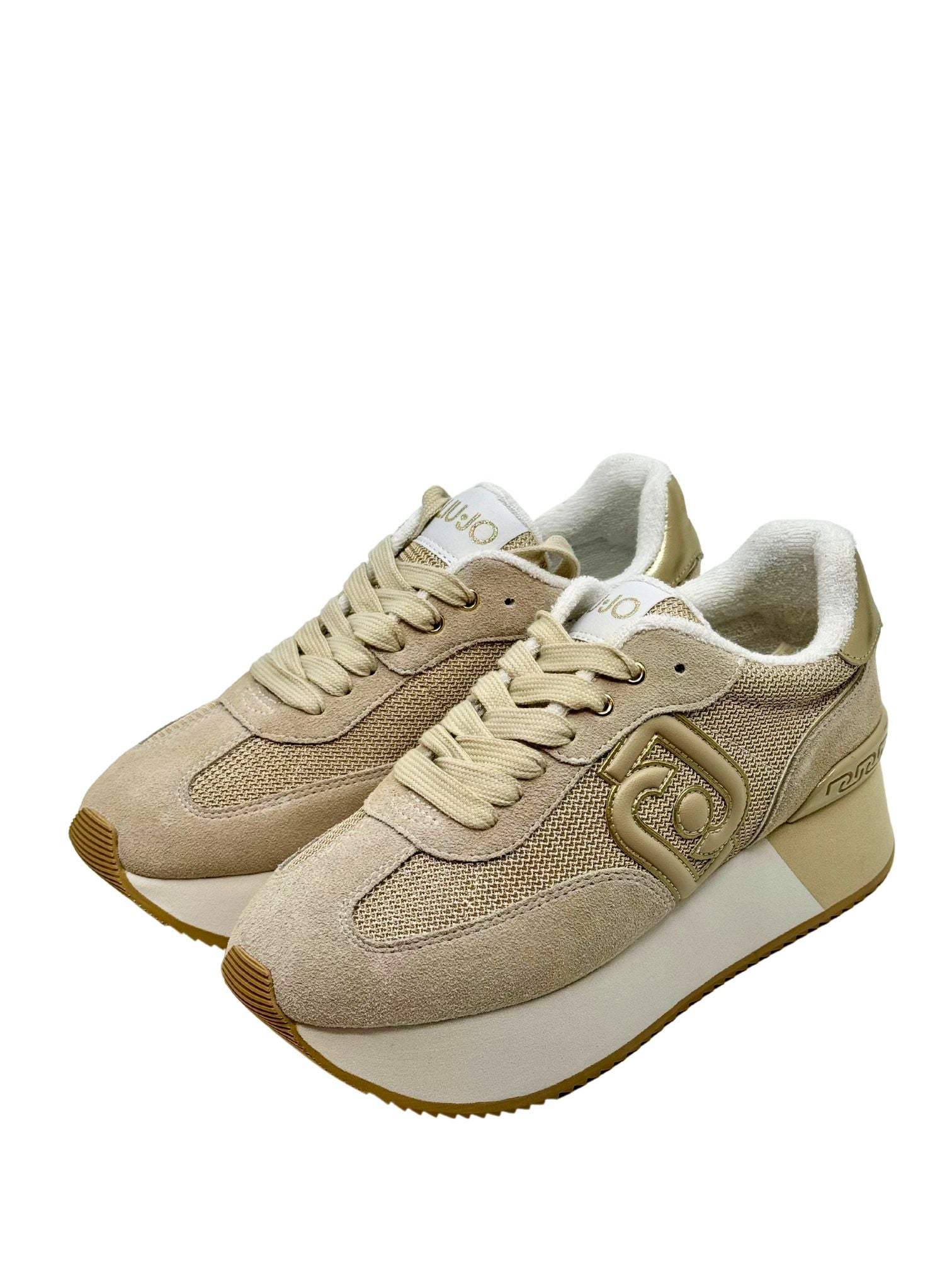 Liu Jo sneaker DREAMY 02 - COW SUEDE/MESH/METAL SAND/LIGHT GOLD