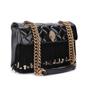 Kurt Geiger Kensington Fringe Bag Black-Leather/Suede