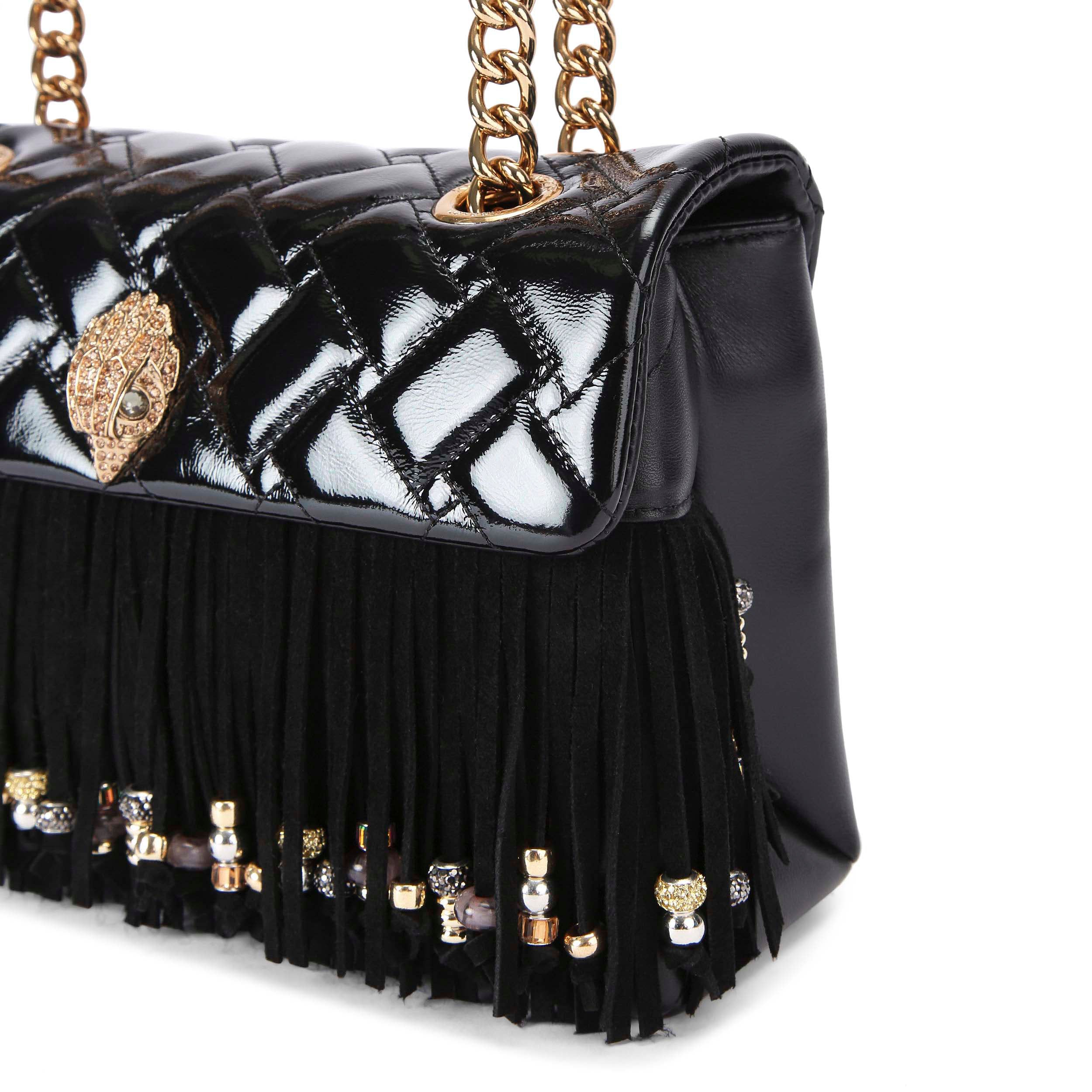 Kurt Geiger Kensington Fringe Bag Black-Leather/Suede