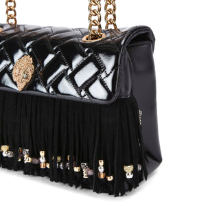 Kurt Geiger Kensington Fringe Bag Black-Leather/Suede