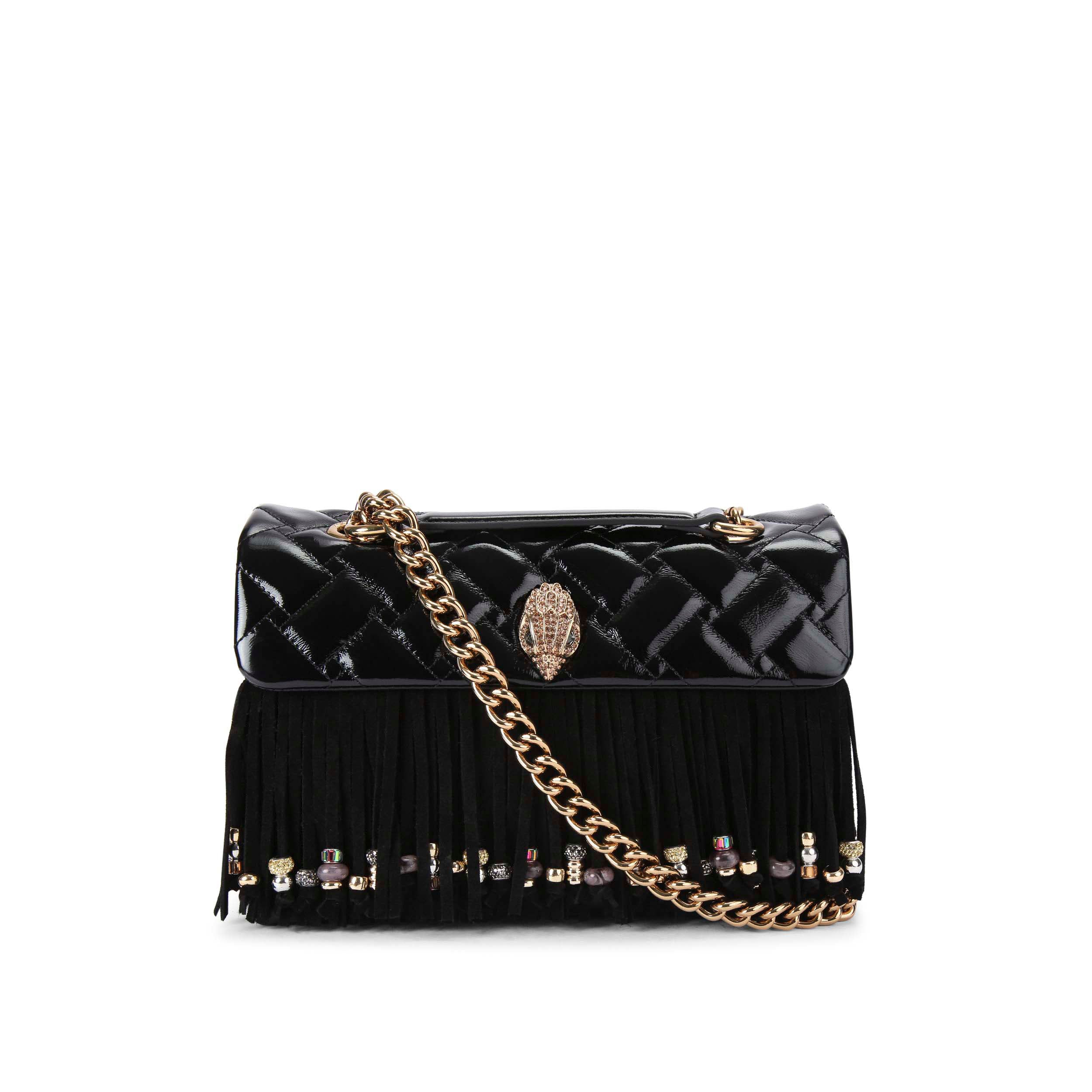 Kurt Geiger Kensington Fringe Bag Black-Leather/Suede