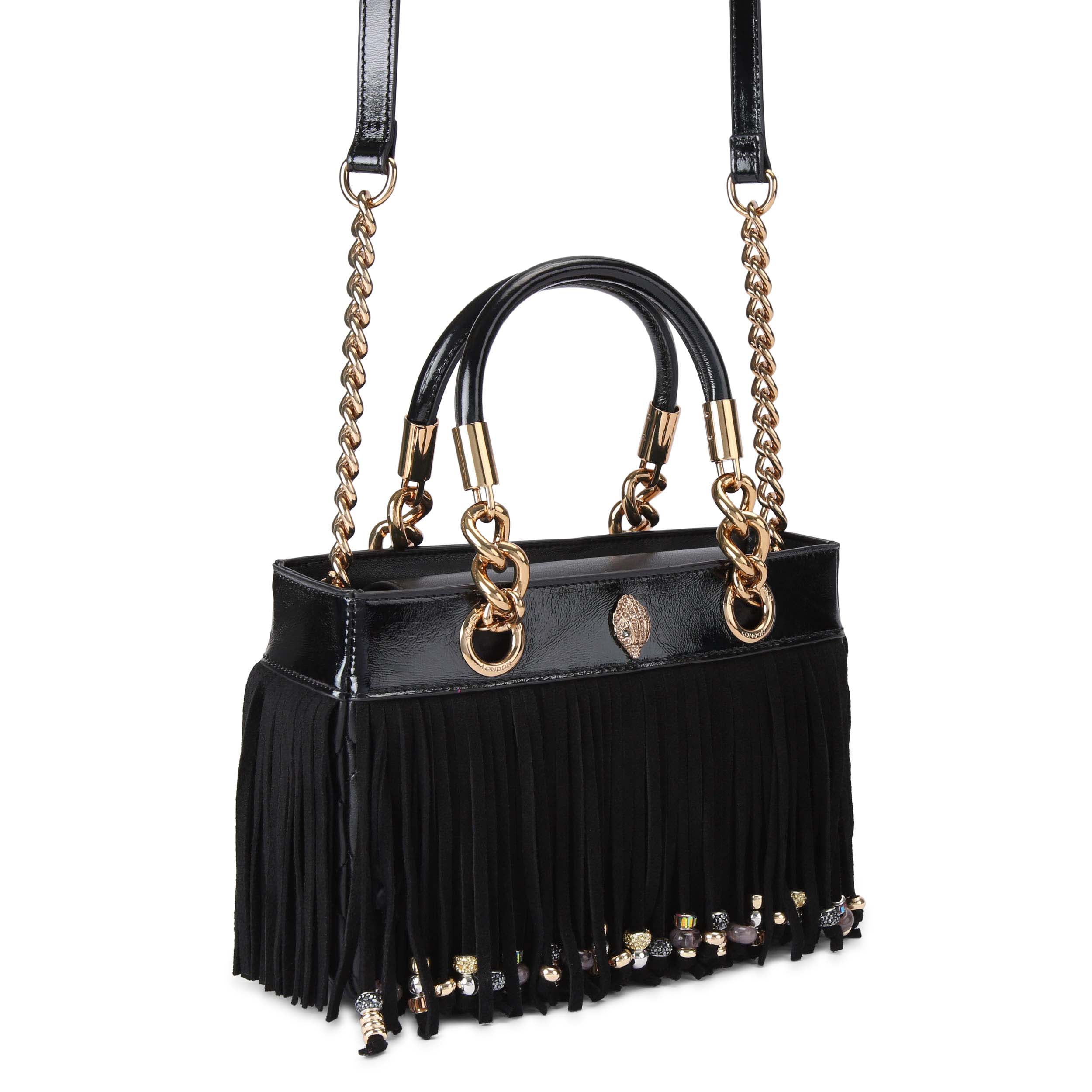 Kurt Geiger SQ Kensington Fringe Black-Leather/Suede