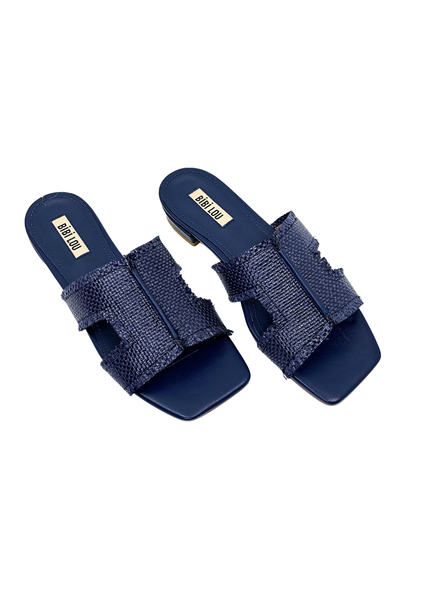 Bibi Lou Dahlia slipper Marino / Rafia Navy