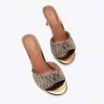 Afbeelding in Gallery-weergave laden, Kurt Geiger Oxford Heel Mule 75 Beige Comb Fabric
