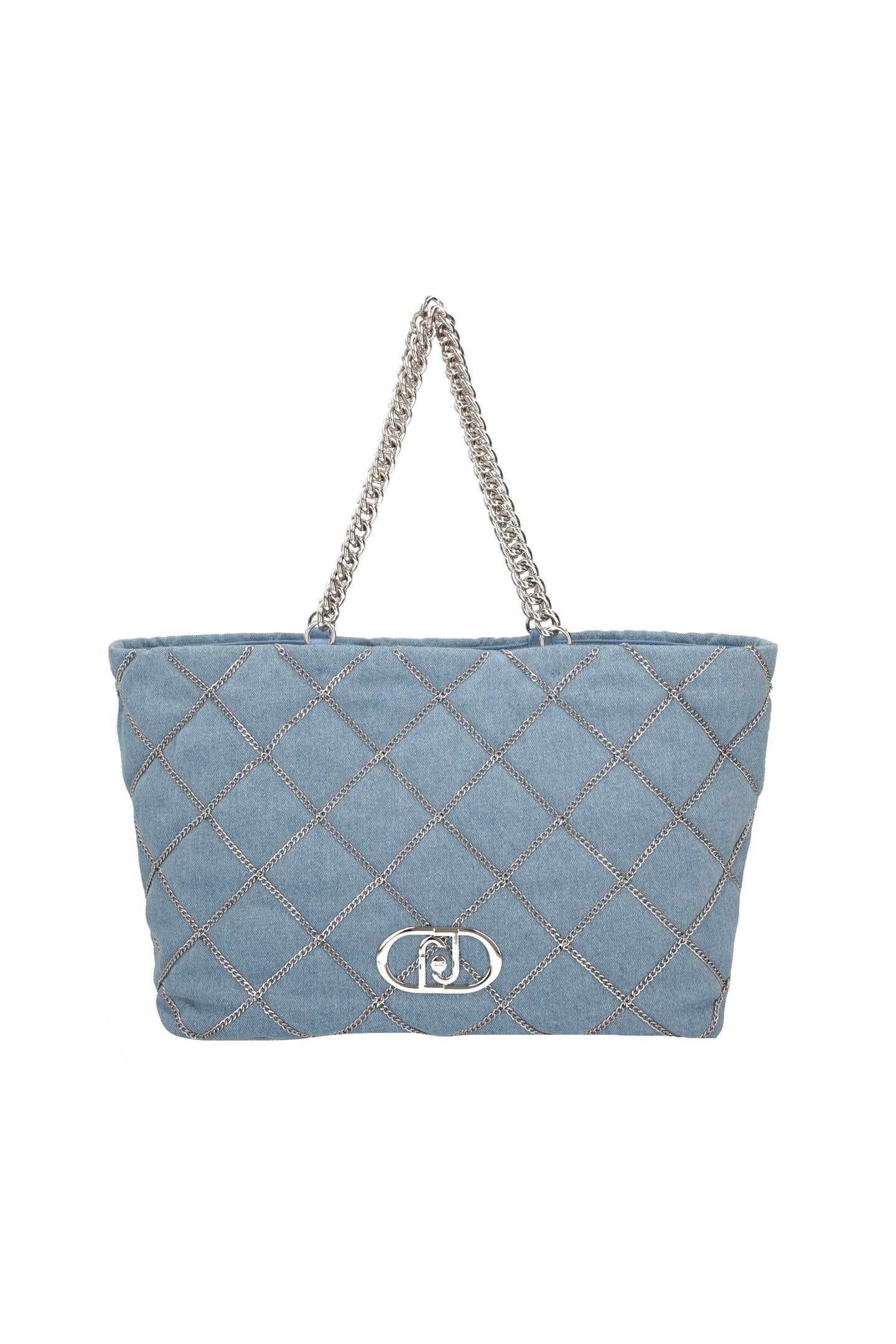 LIU JO LAPUFFY - LEATHER BAG-LIGHT DENIM