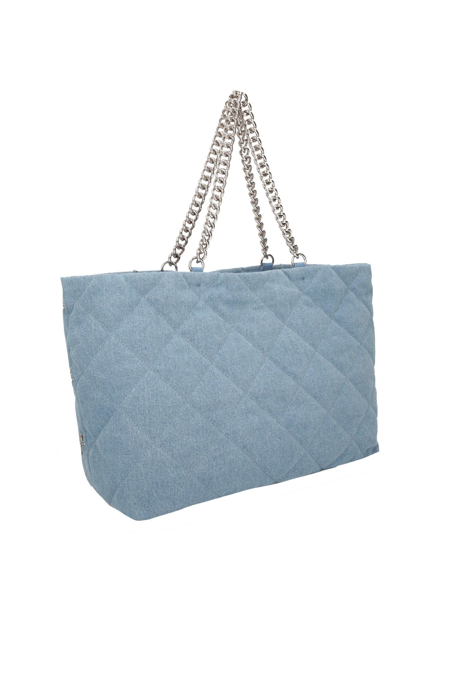 LIU JO LAPUFFY - LEATHER BAG-LIGHT DENIM