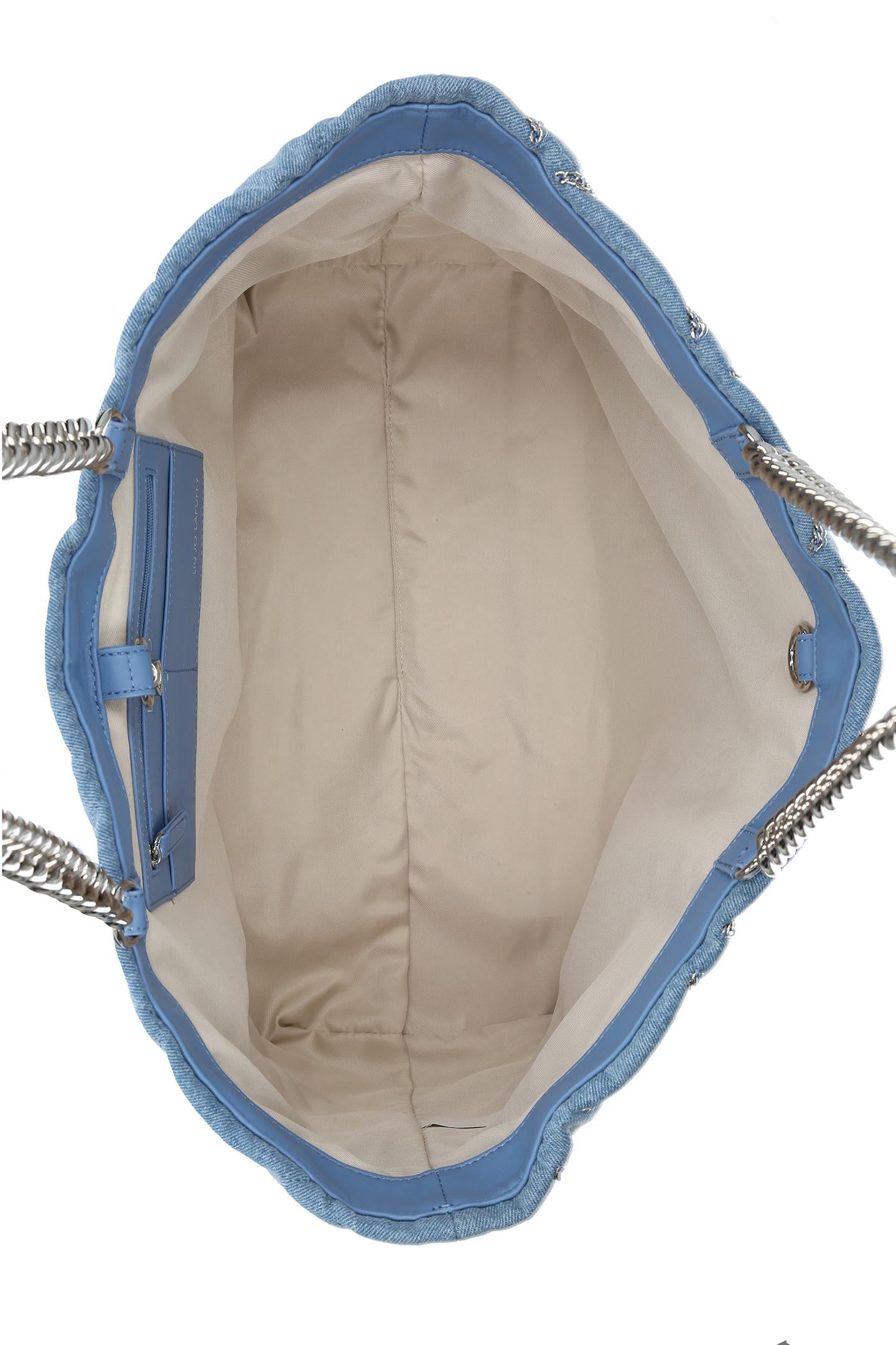 LIU JO LAPUFFY - LEATHER BAG-LIGHT DENIM