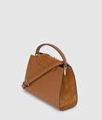 Afbeelding in Gallery-weergave laden, Karl Lagerfeld  SIGNATURE MD TOP HANDLE SUED DARK TAN

