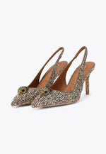 Afbeelding in Gallery-weergave laden, Kurt Geiger Belgravia High Sling Beige Comb Fabric

