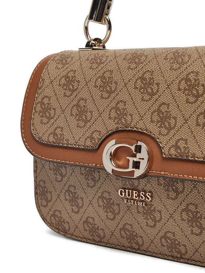 Guess ORLINA LOGO TOP HANDLE FLAP LATTE LOGO/BROWN