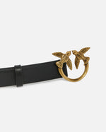 Afbeelding in Gallery-weergave laden, Pinko LOVE BERRY H3 BELT NERO-ANTIQUE GOLD
