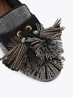 Afbeelding in Gallery-weergave laden, Kurt Geiger Pom Pom Moccasin Black Fabric
