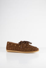 Afbeelding in Gallery-weergave laden, DWRS Latty Small Studs Suede Dark Brown
