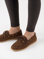 Afbeelding in Gallery-weergave laden, DWRS Latty Small Studs Suede Dark Brown
