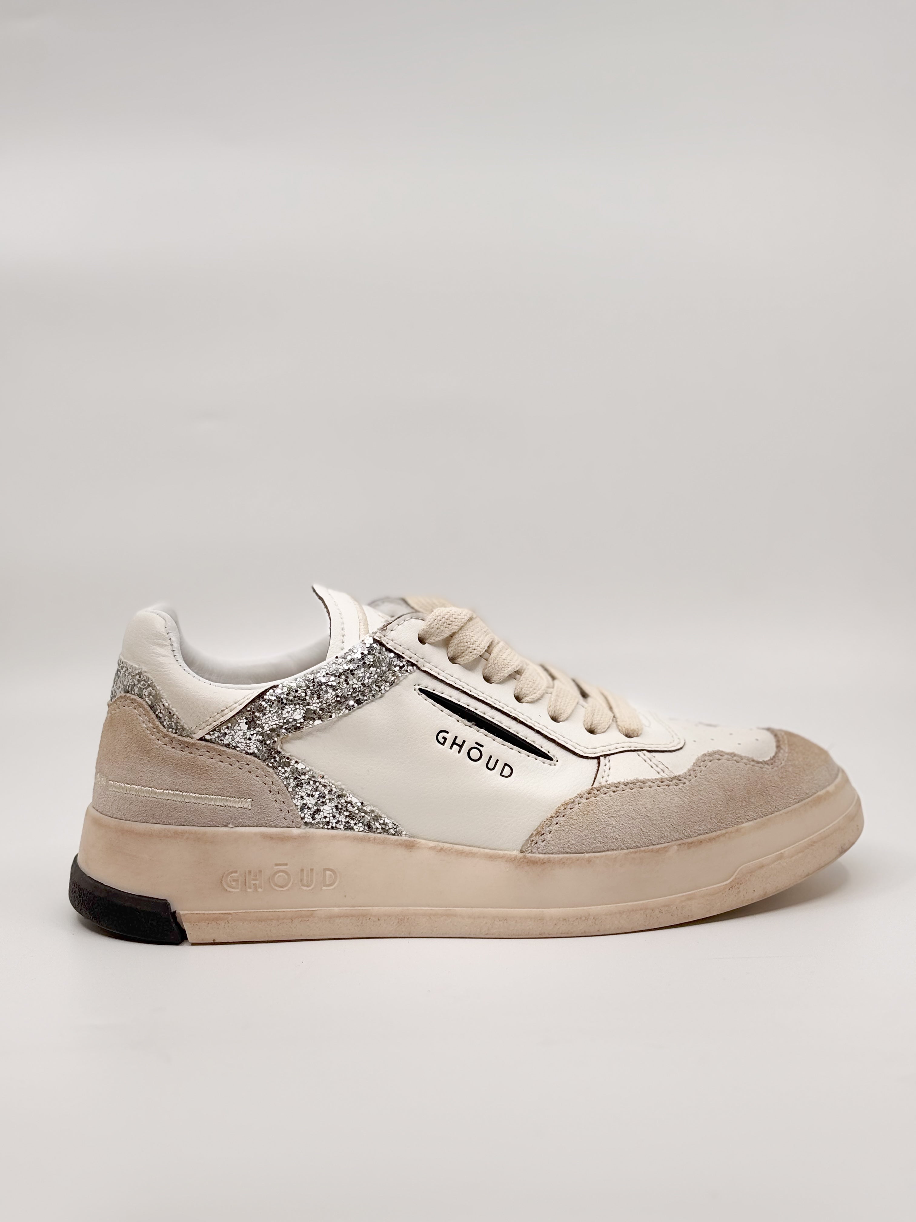 Ghoud Sneaker Tweener Brushed low wom - Leather/suede White/silver