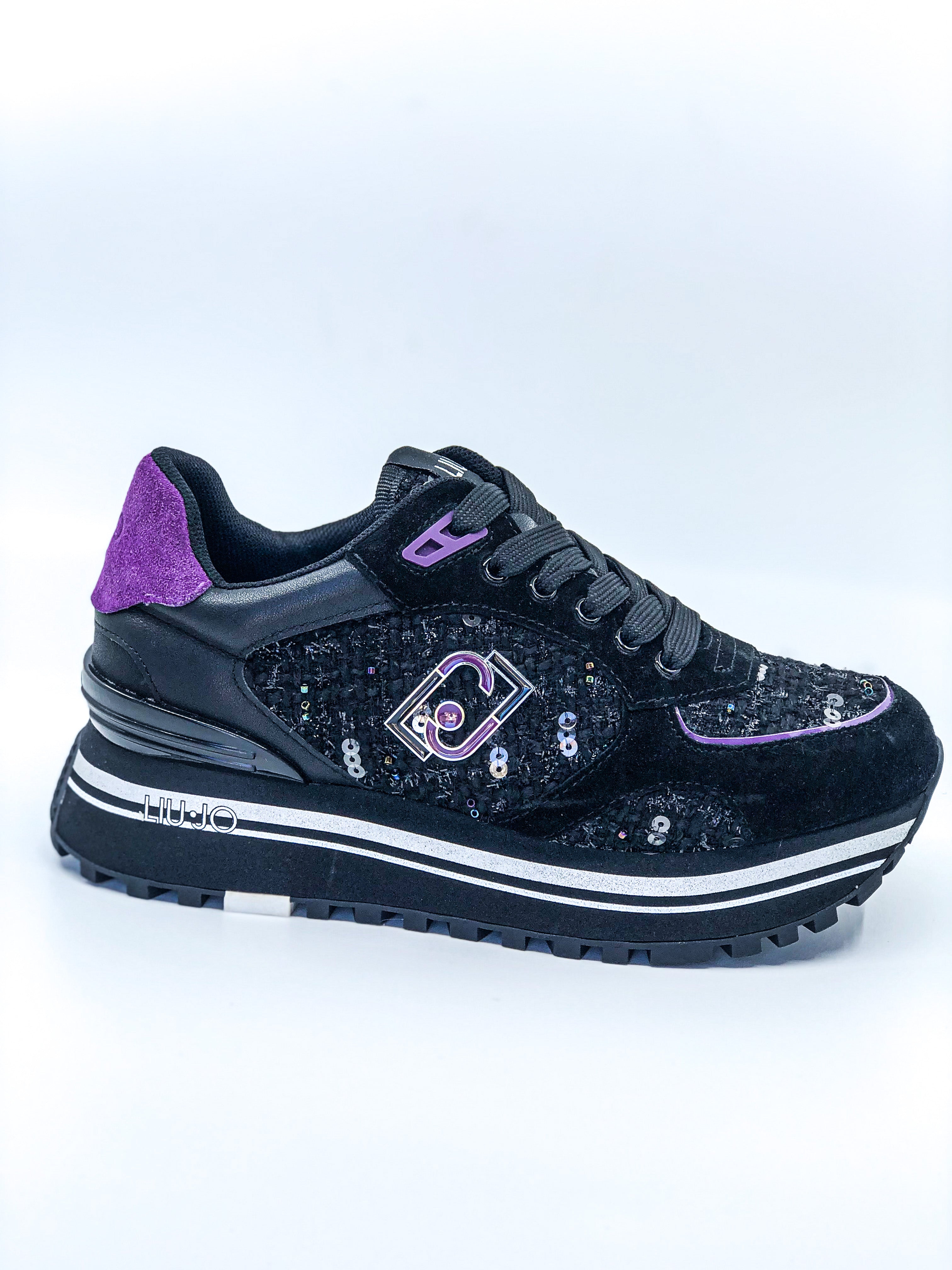 LIU JO sneaker MAXI WONDER 61 - SNEAKER COW SUEDE/WOOL BLACK