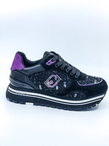 LIU JO sneaker MAXI WONDER 61 - SNEAKER COW SUEDE/WOOL BLACK