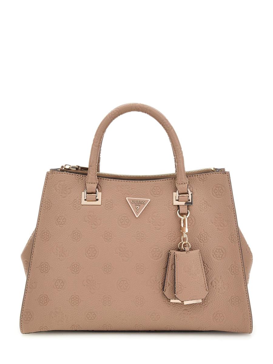 Guess CRESIDIA SOCIETY SATCHEL DARK TAUPE