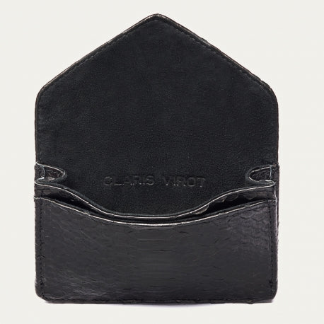 Claris Virot Porte Cartes Python Alex Noir Scarabee Argent