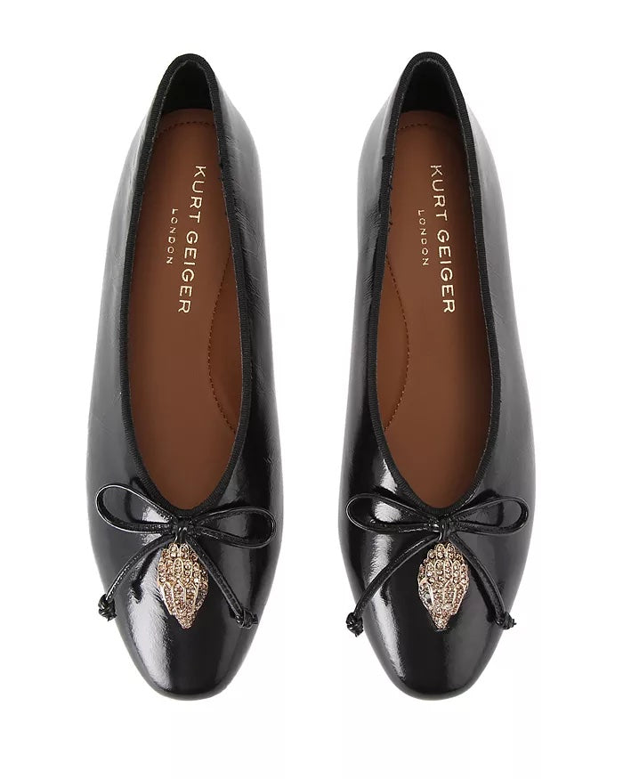 Kurt Geiger Sloane Eagle Ballerina Black Patent