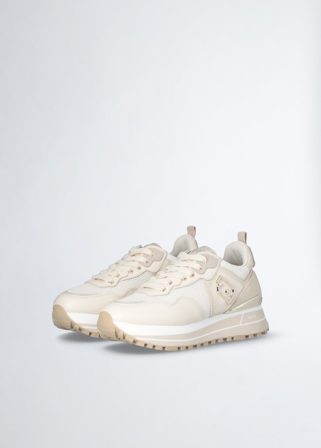 Liu Jo Maxi Wonder 01 Sneaker Calf Leather mesh L Ivory