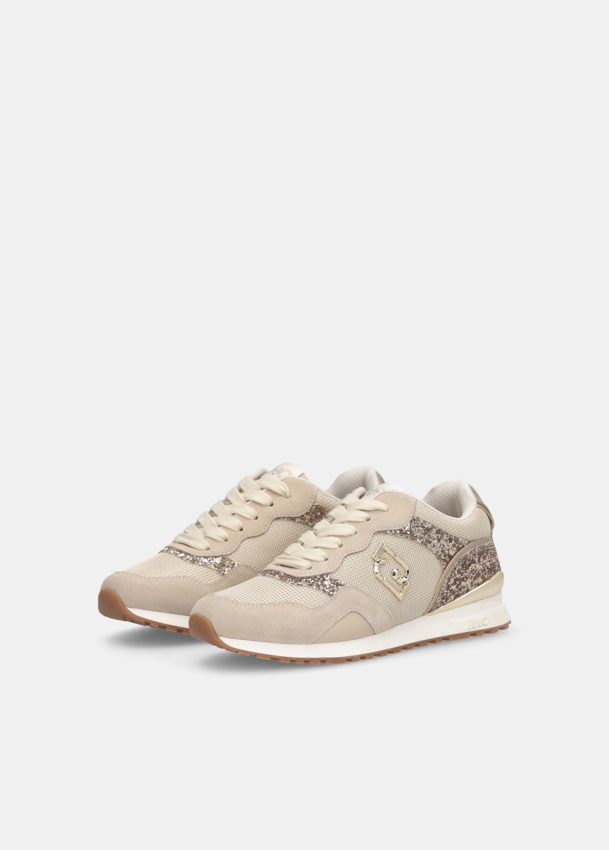 Liu Jo Sneaker Maxi Wonder Low 02 GlitterMesh/Cow suede rope/light gold