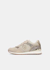 Liu Jo Sneaker Maxi Wonder Low 02 GlitterMesh/Cow suede rope/light gold