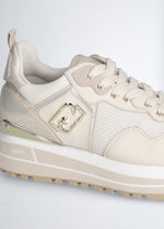 Afbeelding in Gallery-weergave laden, Liu Jo Maxi Wonder 01 Sneaker Calf Leather mesh L Ivory
