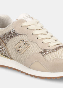 Liu Jo Sneaker Maxi Wonder Low 02 GlitterMesh/Cow suede rope/light gold