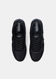 Liu Jo Sneaker Maxi Wonder Low 02 GlitterMesh/Cow suede black