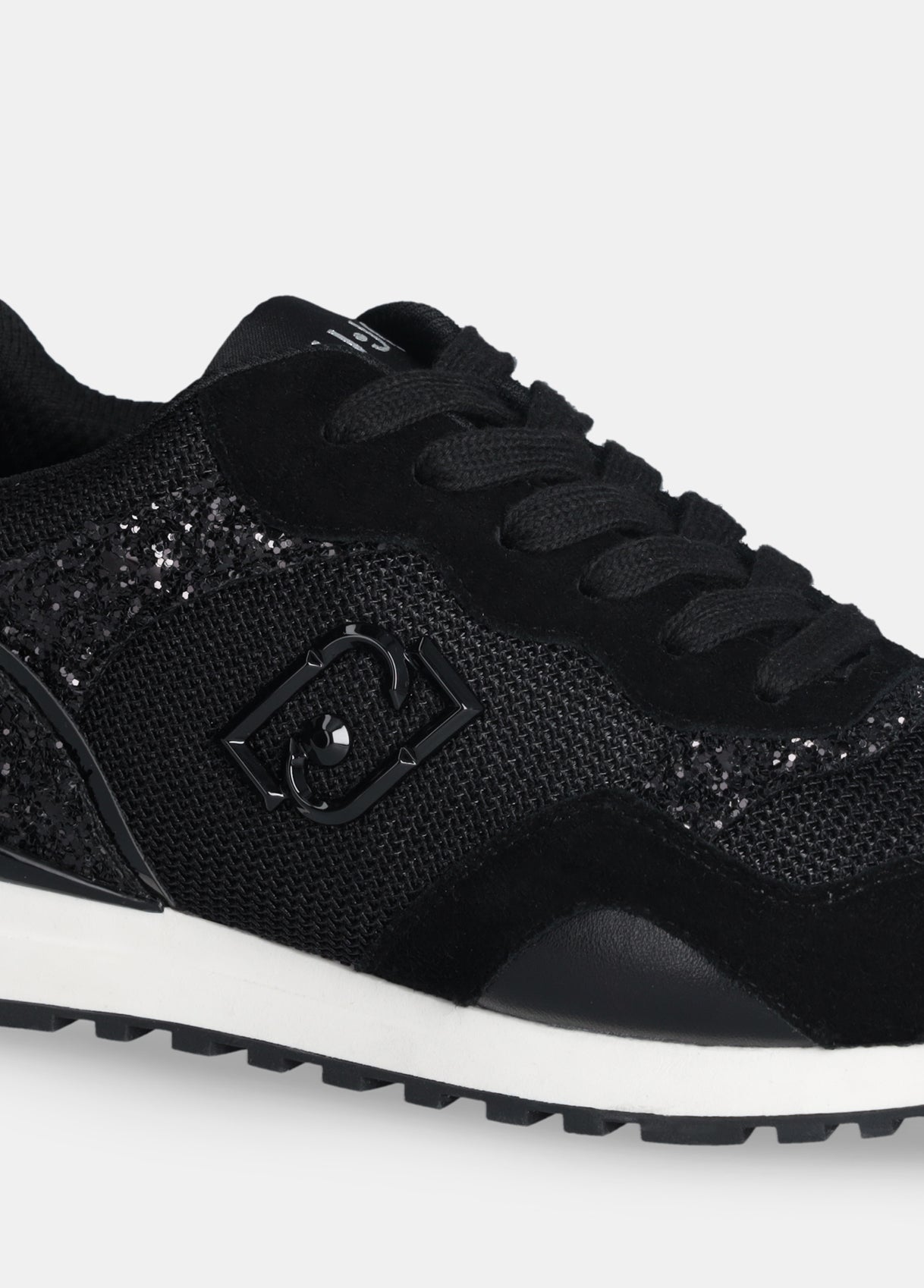 Liu Jo Sneaker Maxi Wonder Low 02 GlitterMesh/Cow suede black