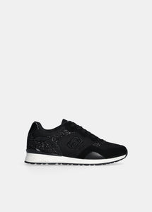 Liu Jo Sneaker Maxi Wonder Low 02 GlitterMesh/Cow suede black