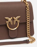 Afbeelding in Gallery-weergave laden, Pinko LOVE ONE TOP HANDLE MINI LIGHT MARRONE/AZZURRO-ANTIQUE GOLD

