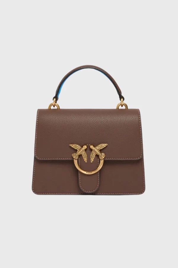 Pinko LOVE ONE TOP HANDLE MINI LIGHT MARRONE/AZZURRO-ANTIQUE GOLD