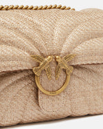 Afbeelding in Gallery-weergave laden, Pinko LOVE PUFF CLASSIC CL RAFIA BUT BEIGE-SMOKE GREY-ANTIQUE GOLD
