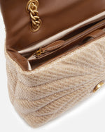 Afbeelding in Gallery-weergave laden, Pinko LOVE PUFF CLASSIC CL RAFIA BUT BEIGE-SMOKE GREY-ANTIQUE GOLD
