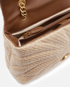 Pinko LOVE PUFF CLASSIC CL RAFIA BUT BEIGE-SMOKE GREY-ANTIQUE GOLD