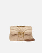 Afbeelding in Gallery-weergave laden, Pinko LOVE PUFF CLASSIC CL RAFIA BUT BEIGE-SMOKE GREY-ANTIQUE GOLD
