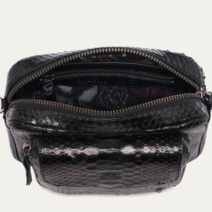 Claris Virot Sac Python Charly Noir Chaine Argent